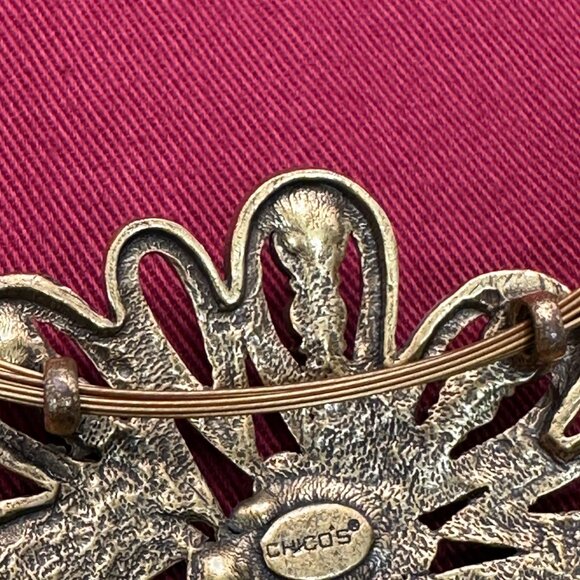 VTG Chico’s Gold-Tone Boho Crystal Flower Choker Pendant Necklace - Picture 9 of 10